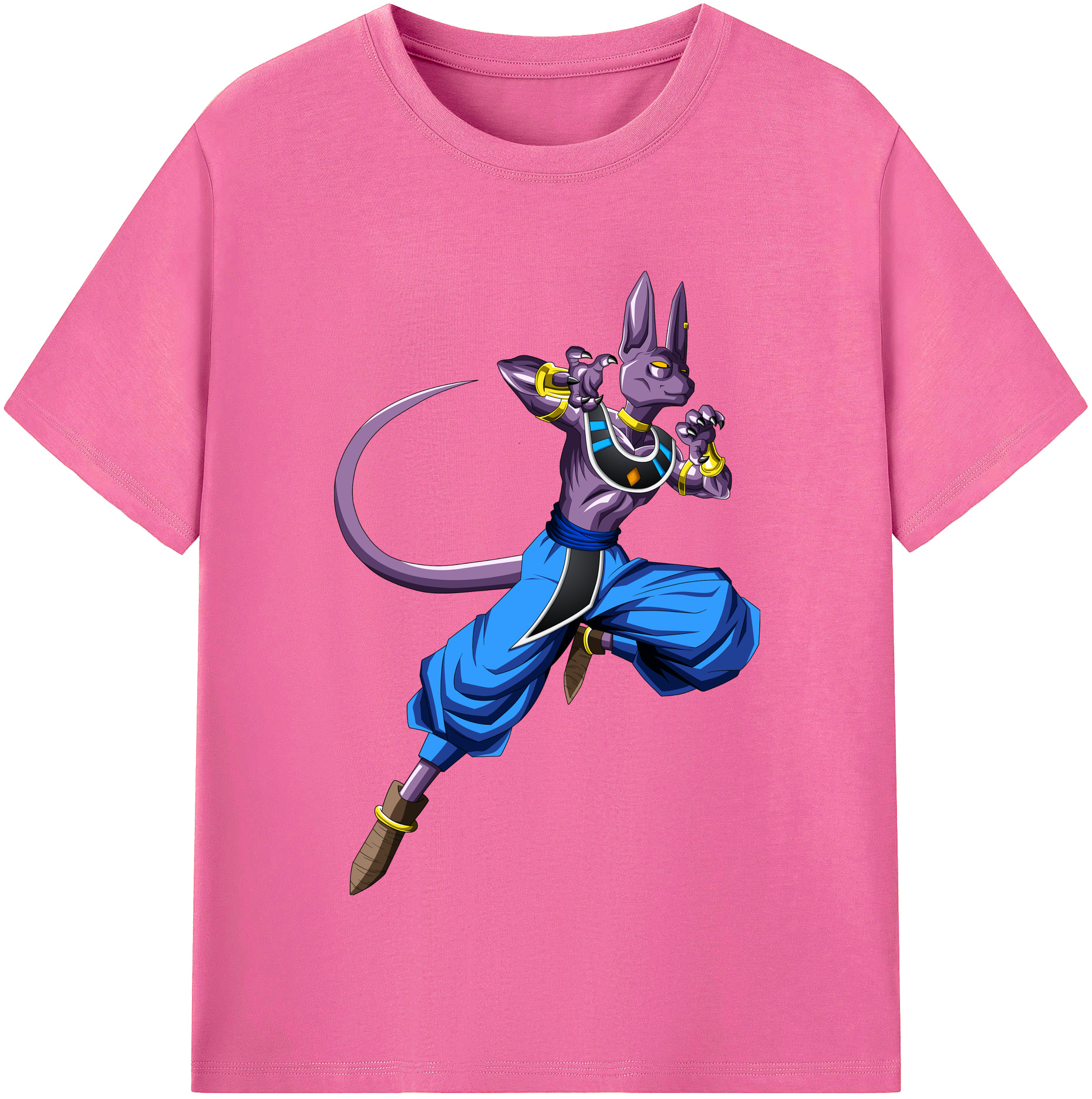 （画像用） ドラゴンボール ビルス 破壊神ビルス DRAGON BALL Beerus Birusu レディースカジュアルプリントTシャツ（綿100％）